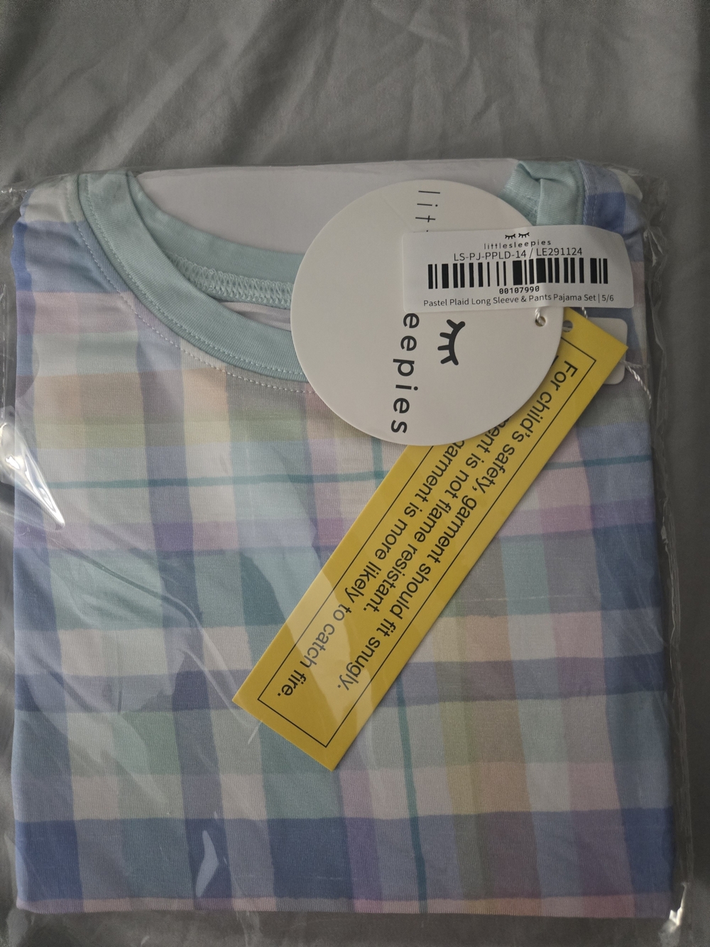 Little Sleepies Pastel Plaid Pajama Set - Light Blue, Mint, Lavender, Peach